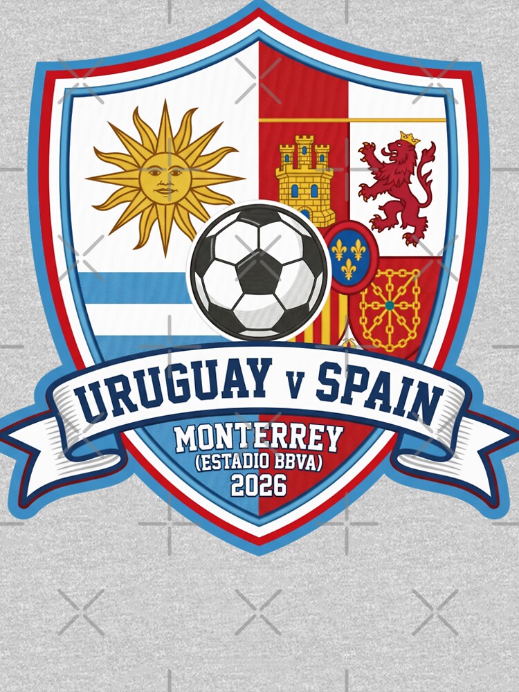 Uruguay Versus Spain Soccer Match Monterrey 2026 Crest by Pride Emblem Prints