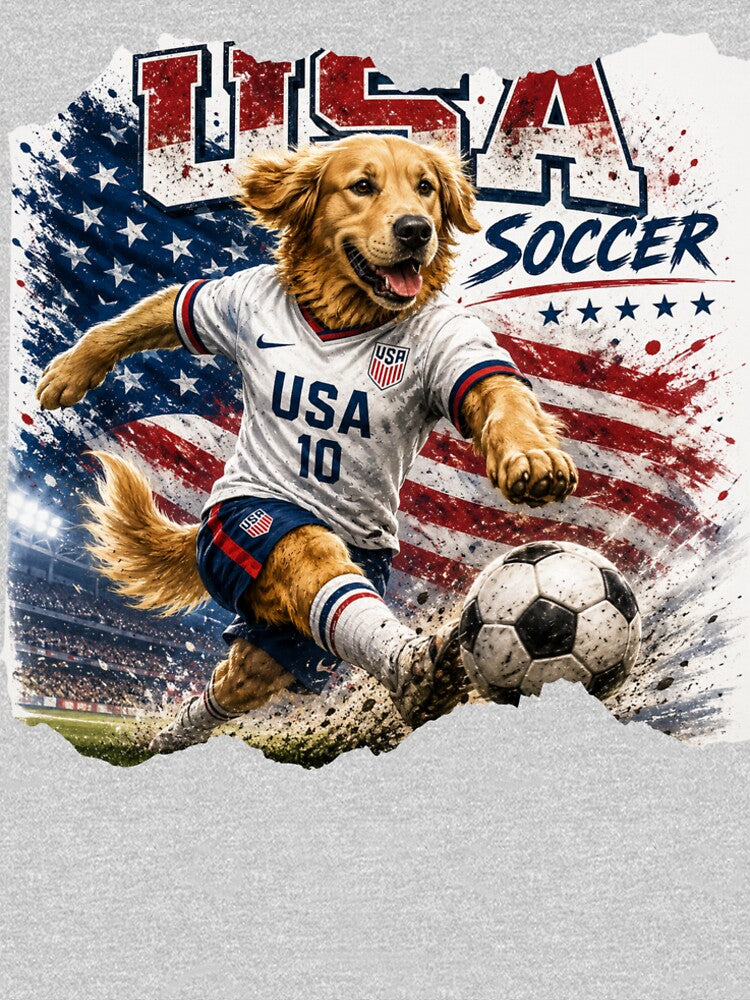 USA Soccer Golden Retriever Backpack | Patriotic Dog Soccer Fan Art by WhatASunShine
