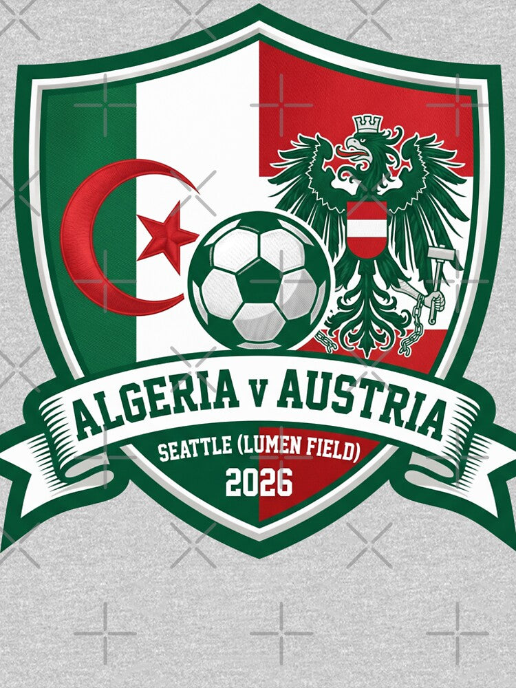 Algeria vs Austria Soccer Match Crest Seattle 2026 by Pride Emblem Prints