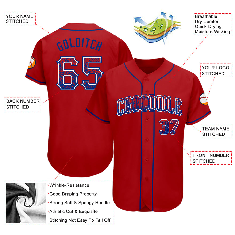 Custom Red Royal-White Authentic Drift Fashion Baseball Jersey