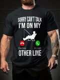 Funny Fishing Quote Graphic Tee, Men Black Casual Crew Neck Short Sleeve Summer