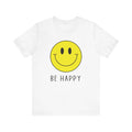Unisex Be Happy Yellow Smile Face Shirt Happy Face Cute Hippie 70s T-Shirt
