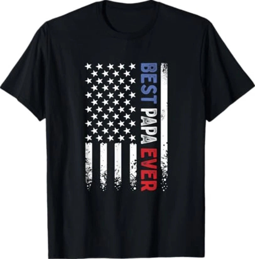 Father's Day Best Papa Ever with US American Flag T-Shirt