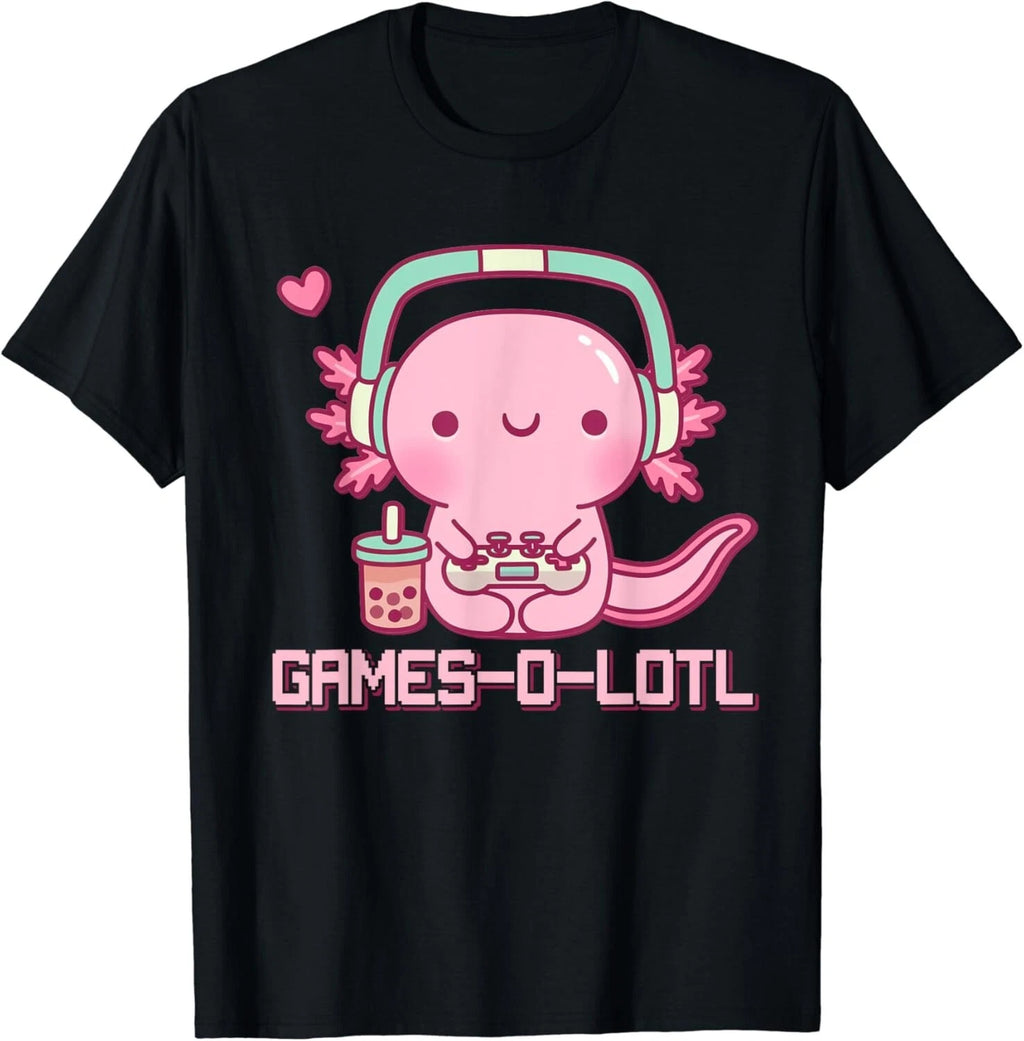 Gamesolotl Axolotl Video Games Kawaii Anime Gamer Boys Girls Gift Unisex T-Shirt