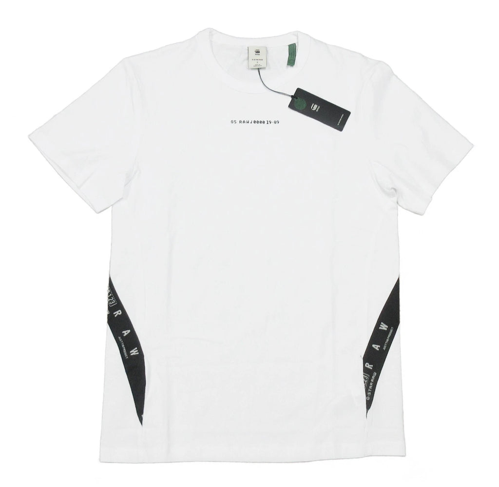 G-Star RAW Men's White Sport A Tape Regular Fit Short Sleeve T-Shirt