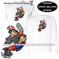 Uncle Sam Patriotic Ice Hockey Sport Team Mascot Player Cartoon Custom T Shirt