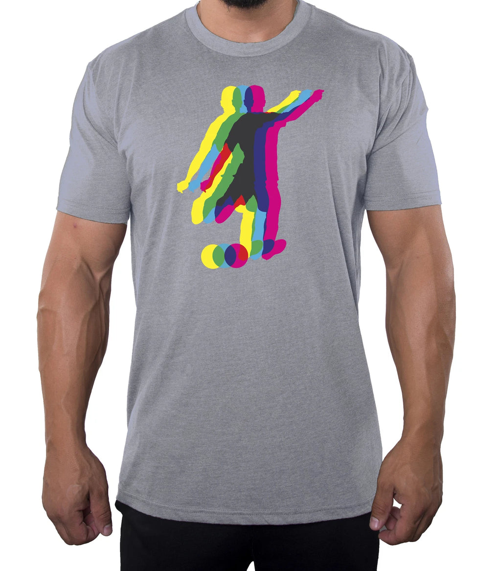 Soccer Player kicking Ball, Men's Soccer Shirt, Graphic Sports T-shirts