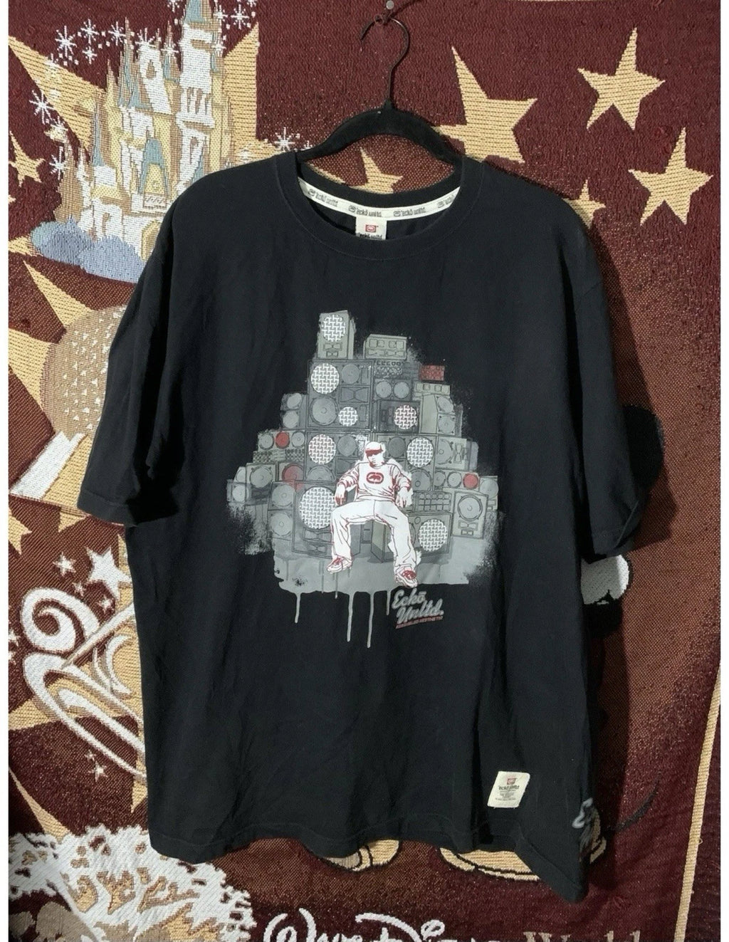 Y2K VTG Ecko Unltd Mens Classic T-Shirt Black Hip Hop Rhino Graphic Boombox XL