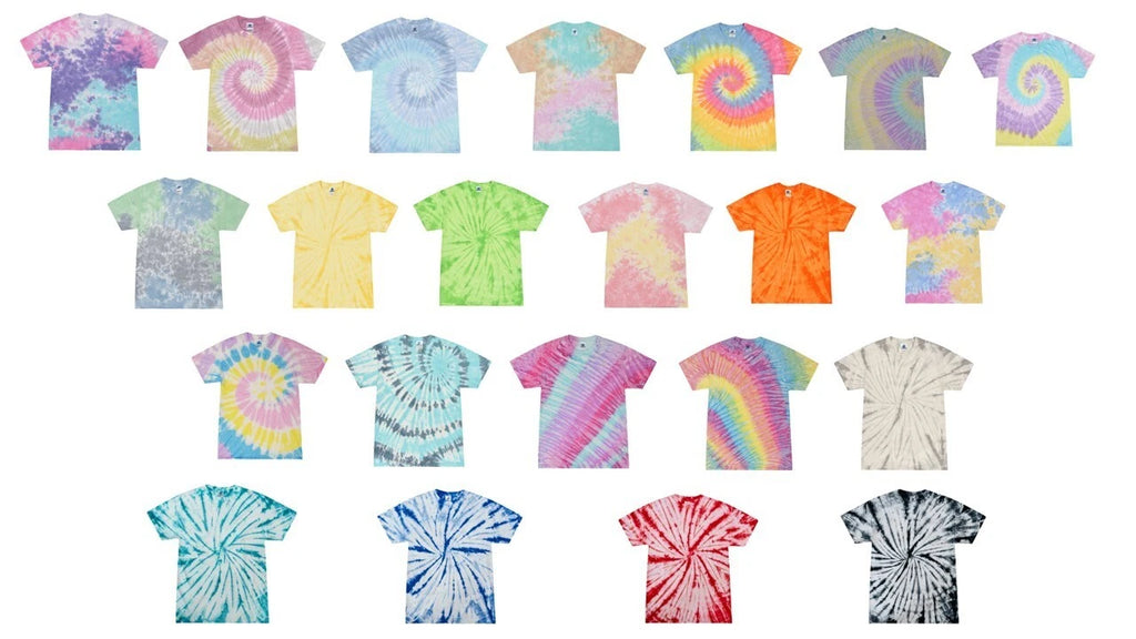Tie Dye T-Shirts Cool Pastel Colors Kids & Adult Short Sleeve Cotton Colortone