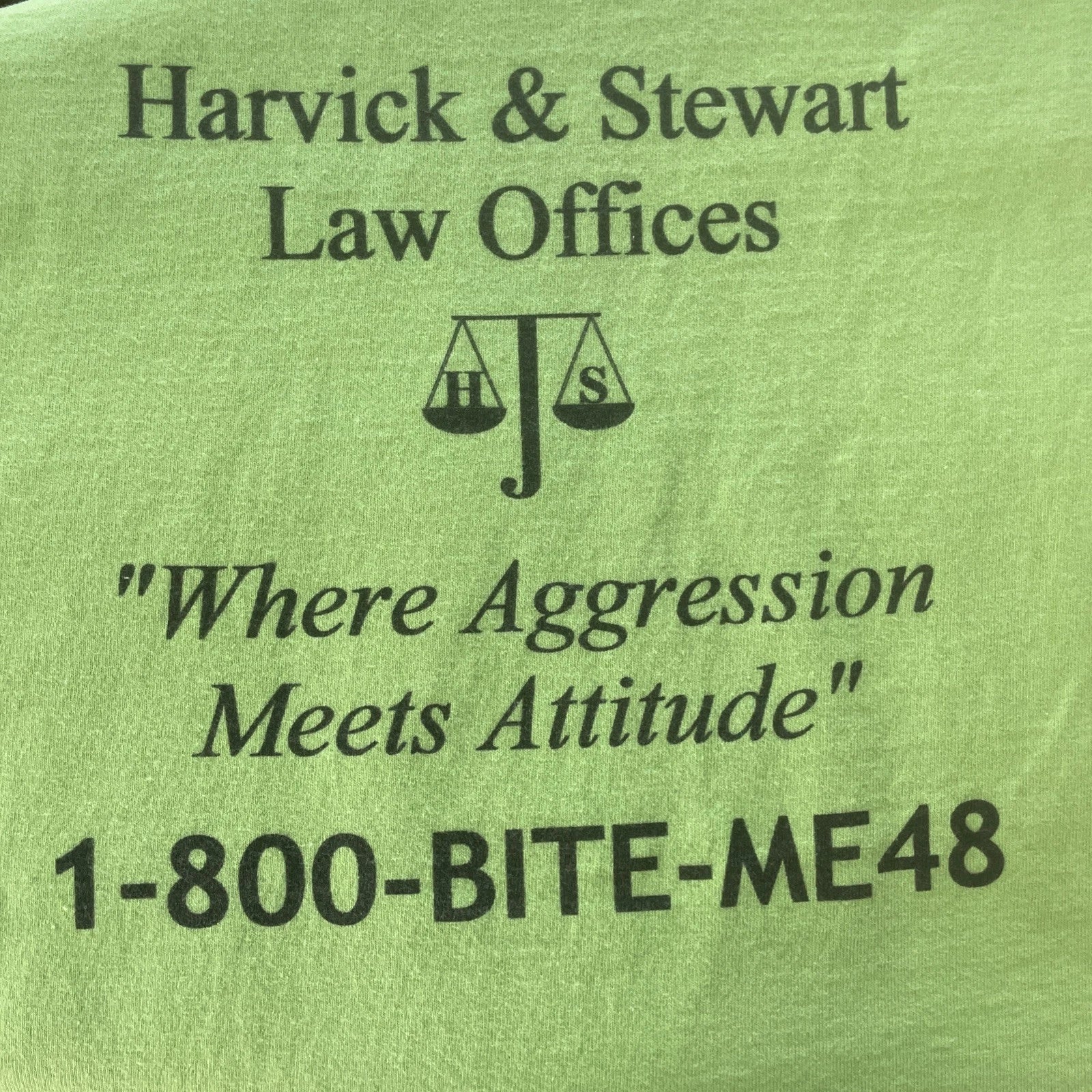Men’s T-shirt Large Lawyer City Silly 1-800-BITE-ME 48 Cotton Law Offices