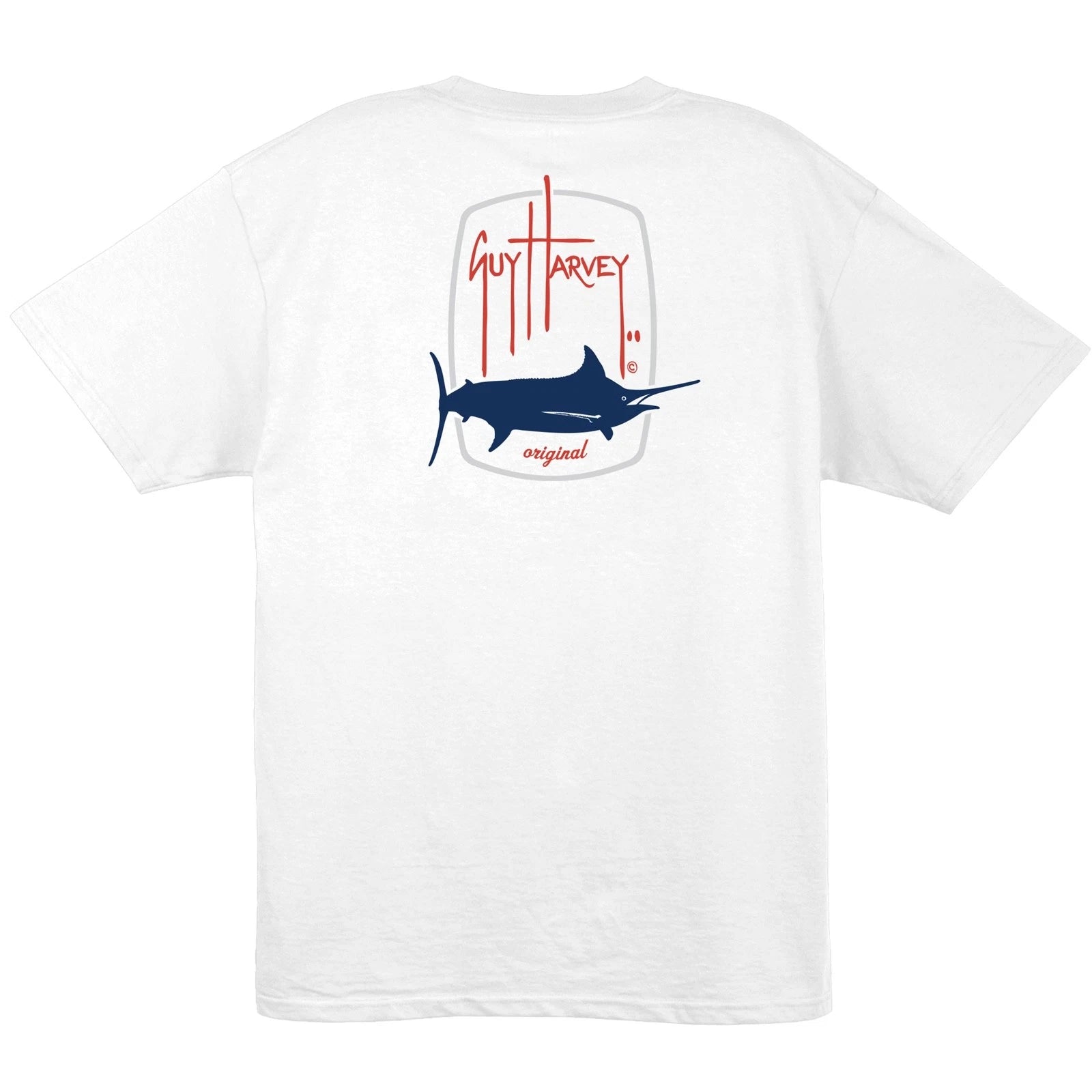 Guy Harvey Men's Barrel Logo S/S Fishing Boat Cotton T-shirt..Pick Size..White