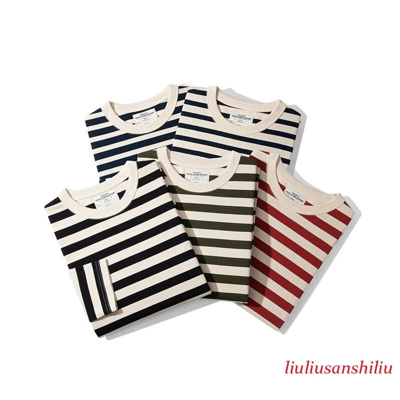Mens Classic Sailor's Striped Long Sleeve Shirts Causal French Naval Tee Shirts