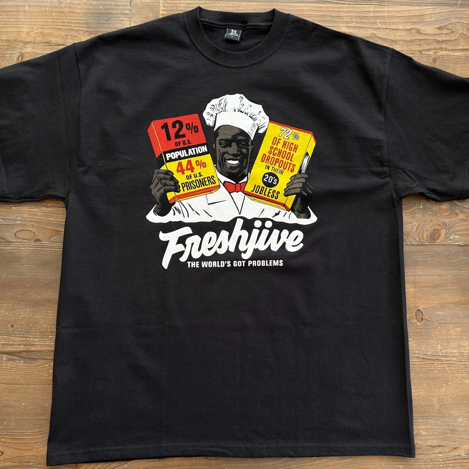 Extremely Rare Vintage New From 2008 Freshjive "Problems" Men's T-Shirt Black
