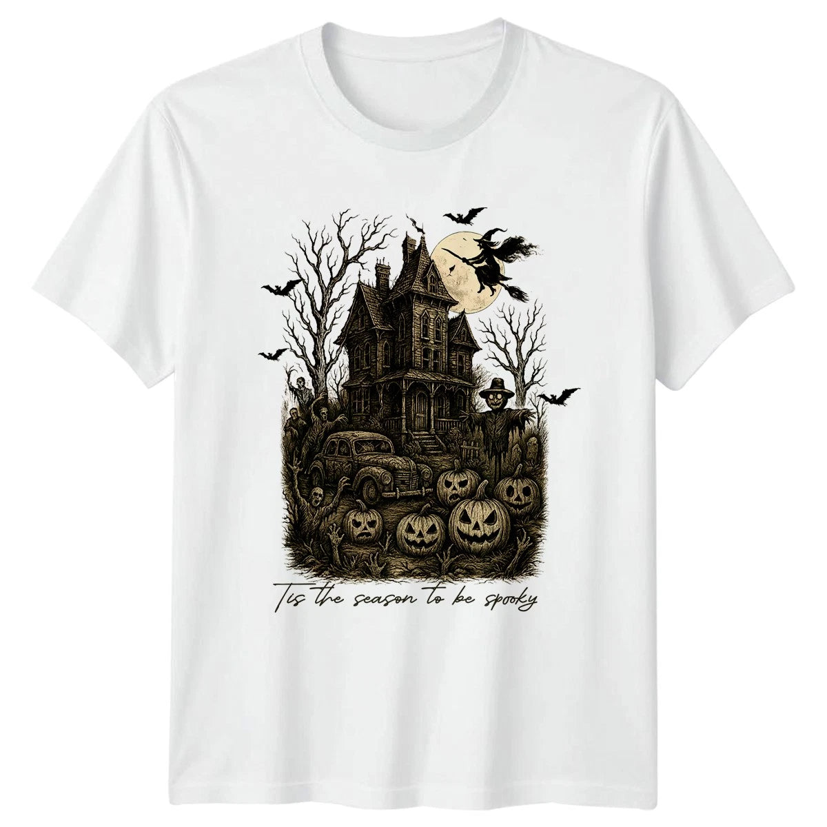 Tis The Season To Be Spooky Haunted House Halloween Holidays Men Women TShirt