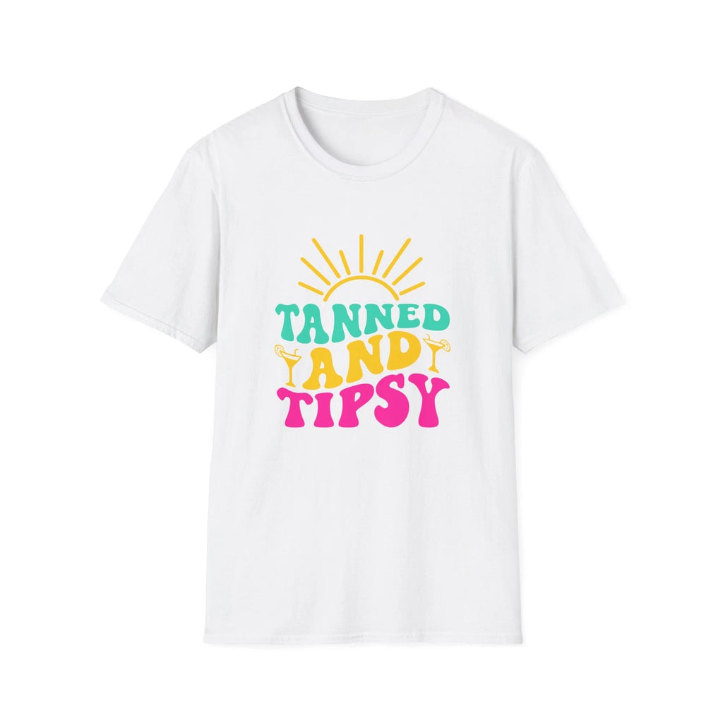 Trendy Summer T-Shirt with 'Tanned and Tipsy' Design