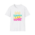 Trendy Summer T-Shirt with 'Tanned and Tipsy' Design