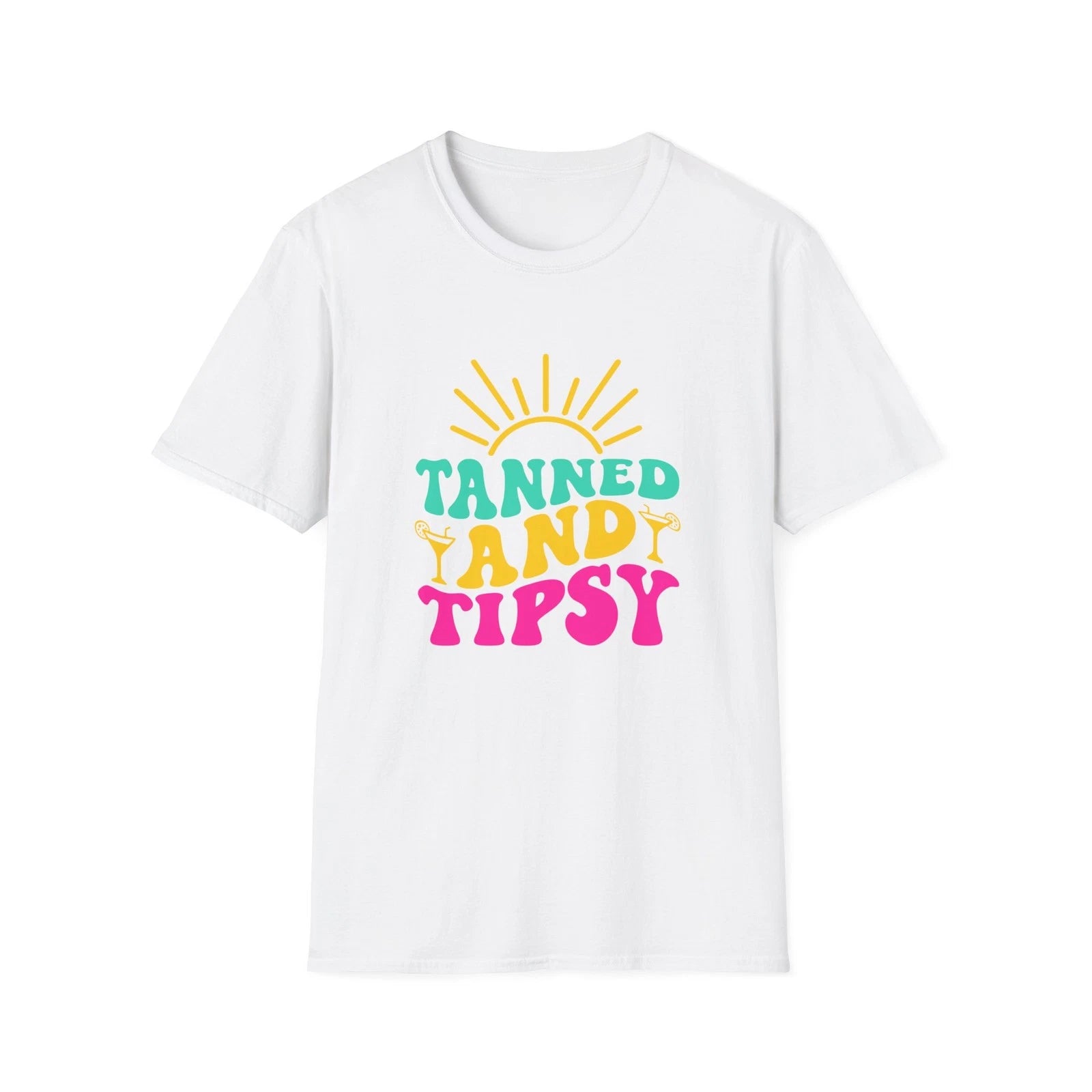 Trendy Summer T-Shirt with 'Tanned and Tipsy' Design