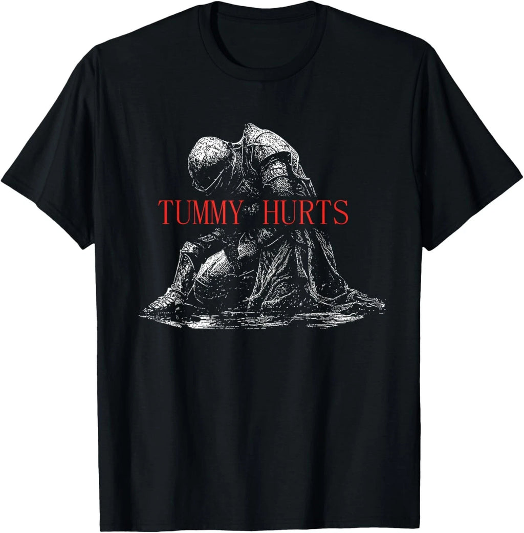 Tummy Hurts Funny Medieval Knight Dark Humor Art T-Shirt unisex T-Shirt