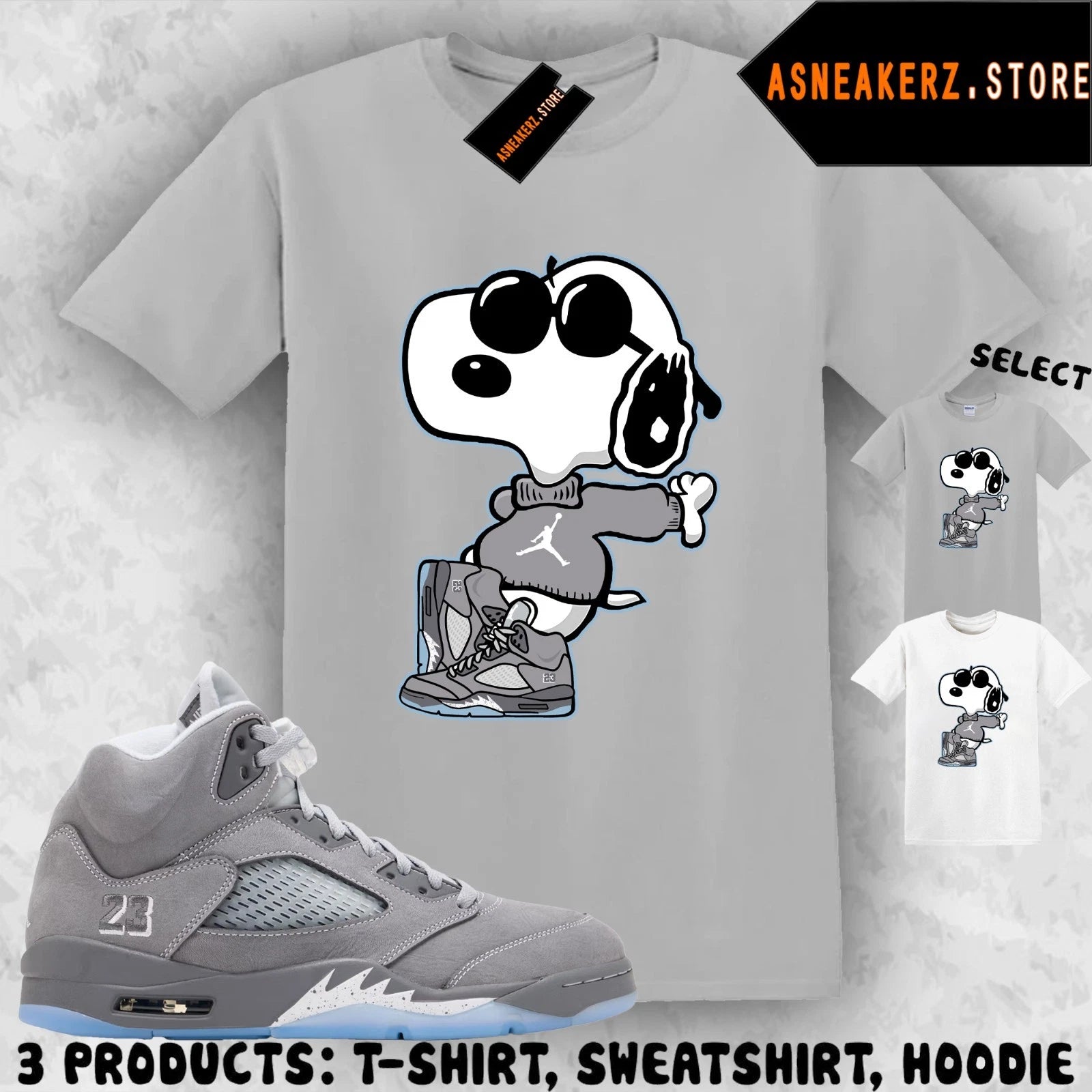 Shirt To Match AJ 5 Wolf Grey 2026 Sneaker Matching Sneakerhead Joe Cool T-Shirt