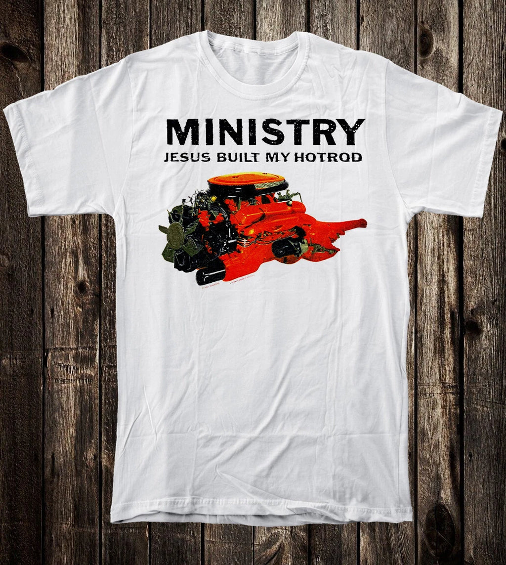 Retro Tee T Shirt 100% Cotton 80's 90's Style Ministry Jesus Built My Hot Rod