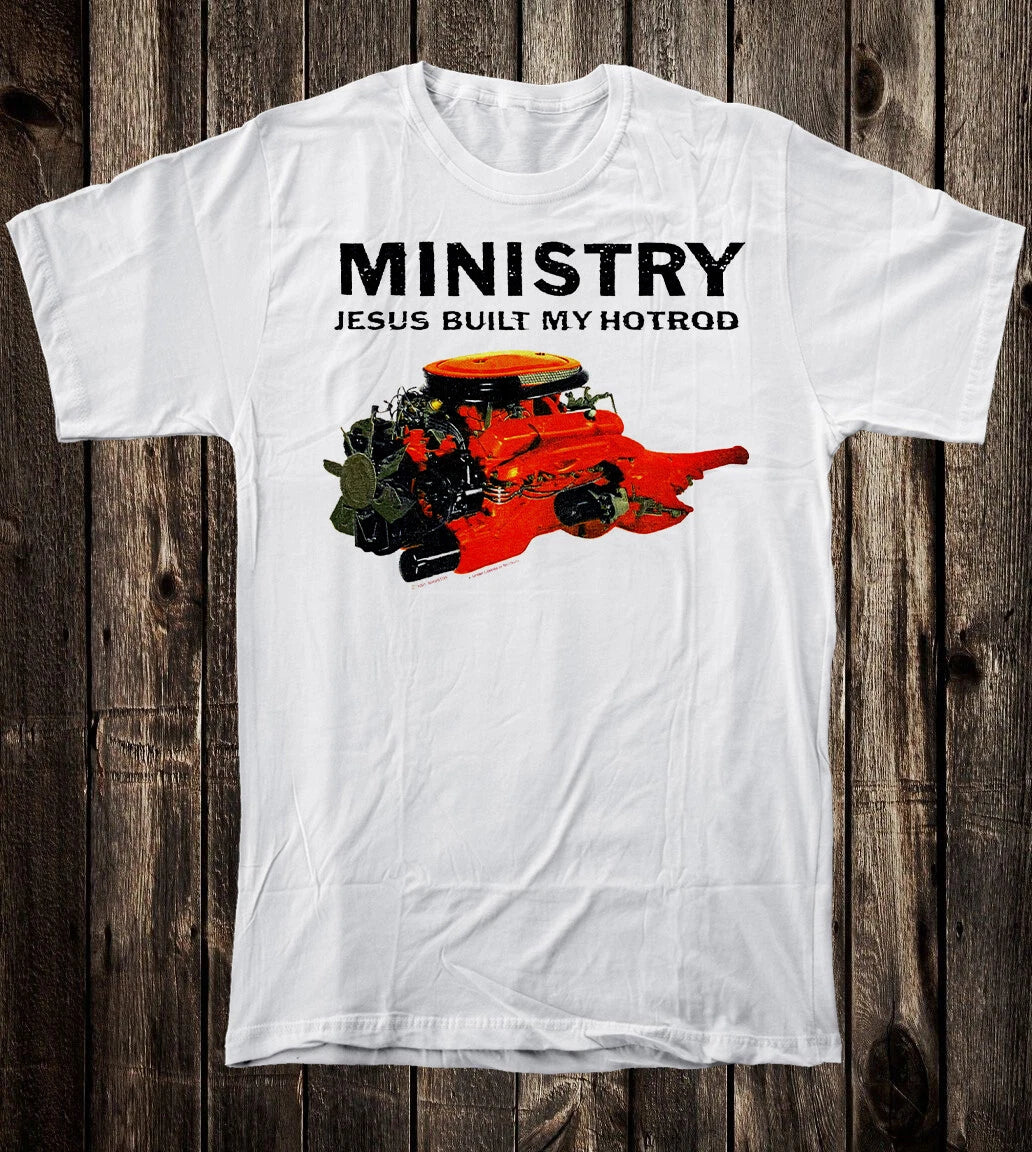 Retro Tee T Shirt 100% Cotton 80's 90's Style Ministry Jesus Built My Hot Rod