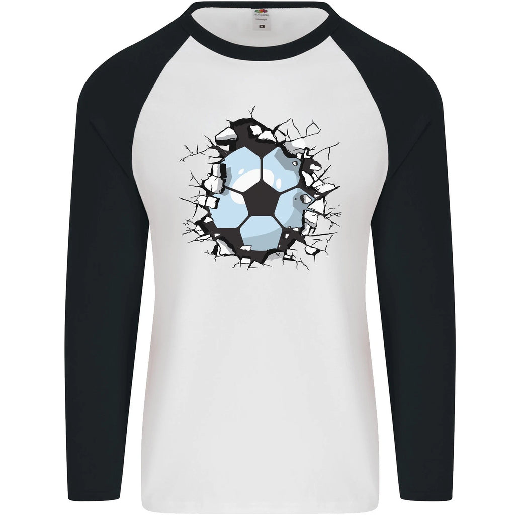 Football Smash Soccer Player Ball Mens L/S Baseball T-Shirt