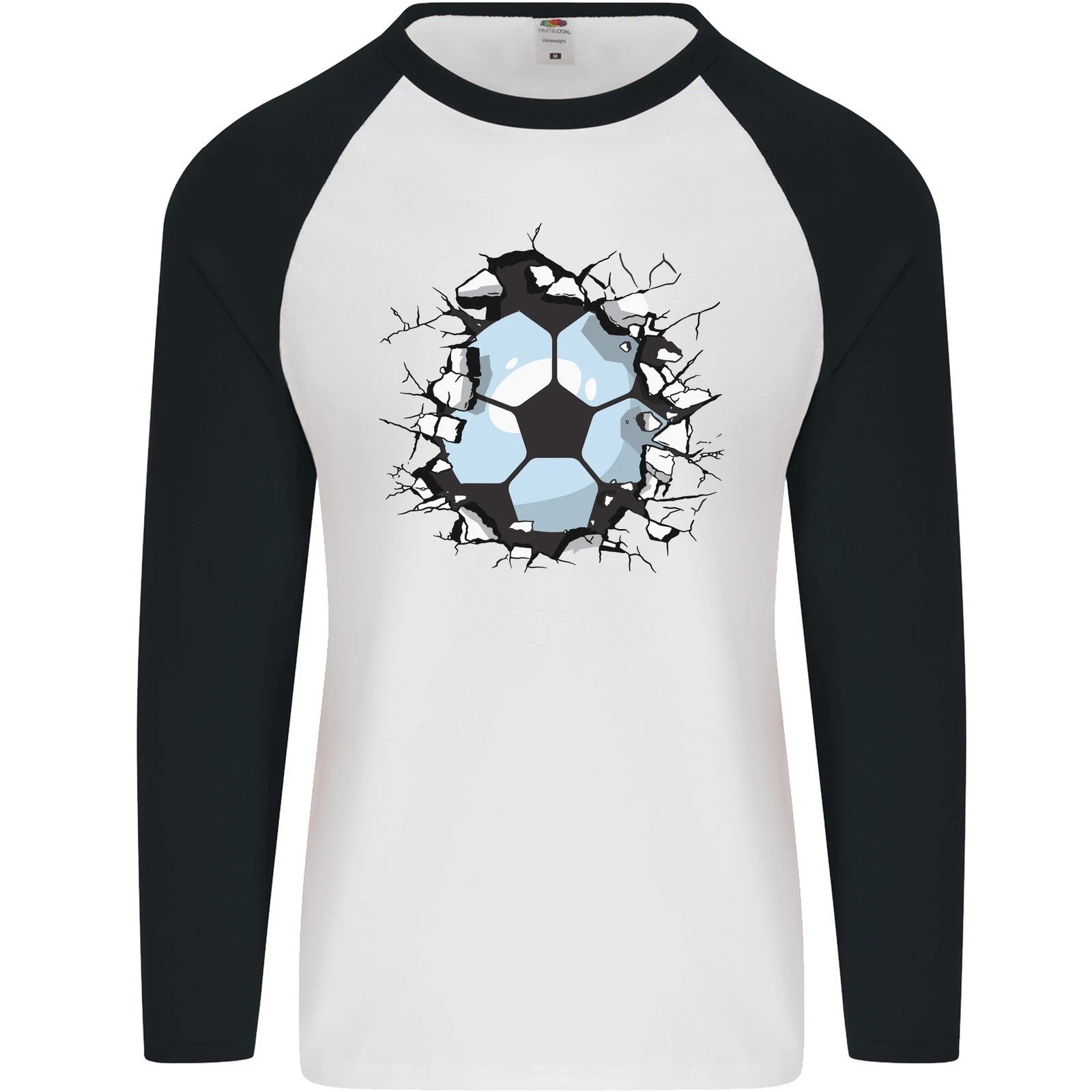 Football Smash Soccer Player Ball Mens L/S Baseball T-Shirt