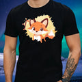 Mens Kawaii Fox Print Cotton T-Shirt Size S to 5XL