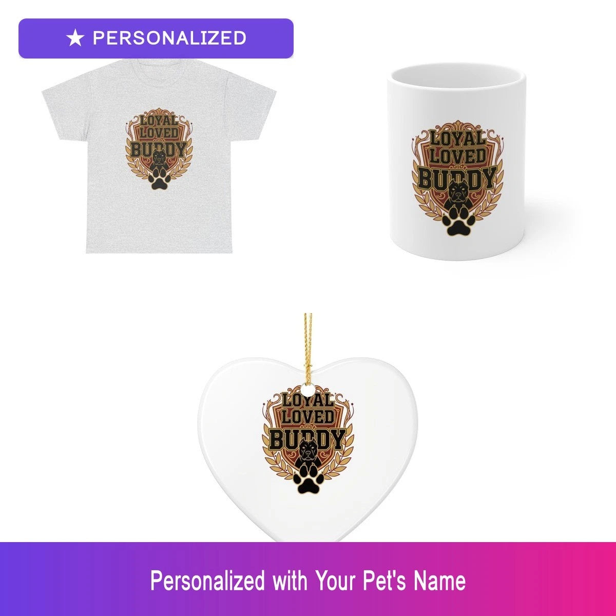 Custom Pitbull Pit Bull Pet Lover Gift Set Shirt Mug Ornament Personalized Name