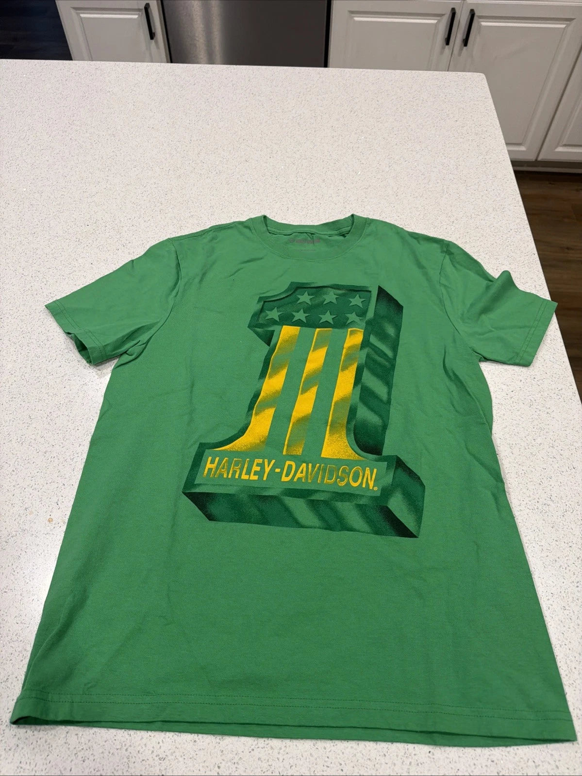 Harley Davidson Shirt Men L Green #1 Motorcycle California USA Huntington