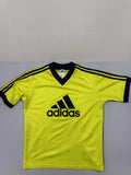 Adidas Yellow Stripe Soccer Jersey L Short Sleeve V-Neck 3-Stripes Unisex