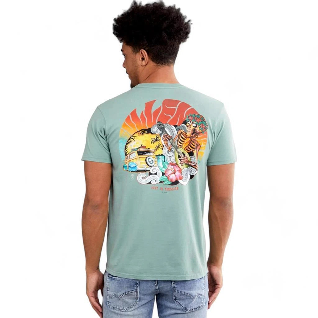 Men's Sullen Art Co Lost In Paradise Beryl Green Tattoo Biker Tee T-Shirt S-4XL