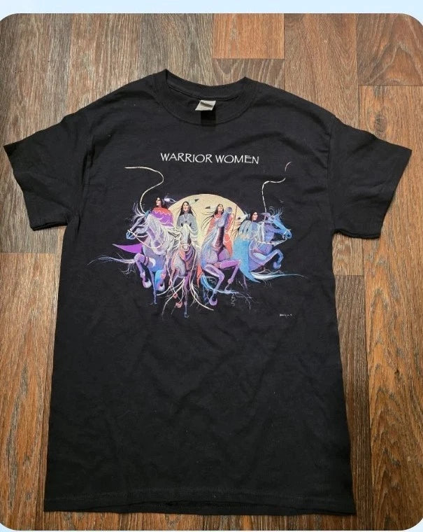Native American Art T-shirt Dana Tiger, Oklahoma Artist,  Warrior Women, Size XL