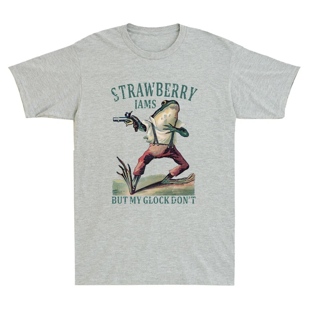 Strawberry Jams But My Glock Don't Funny Frog Meme Quote Vintage Men's T-Shirt