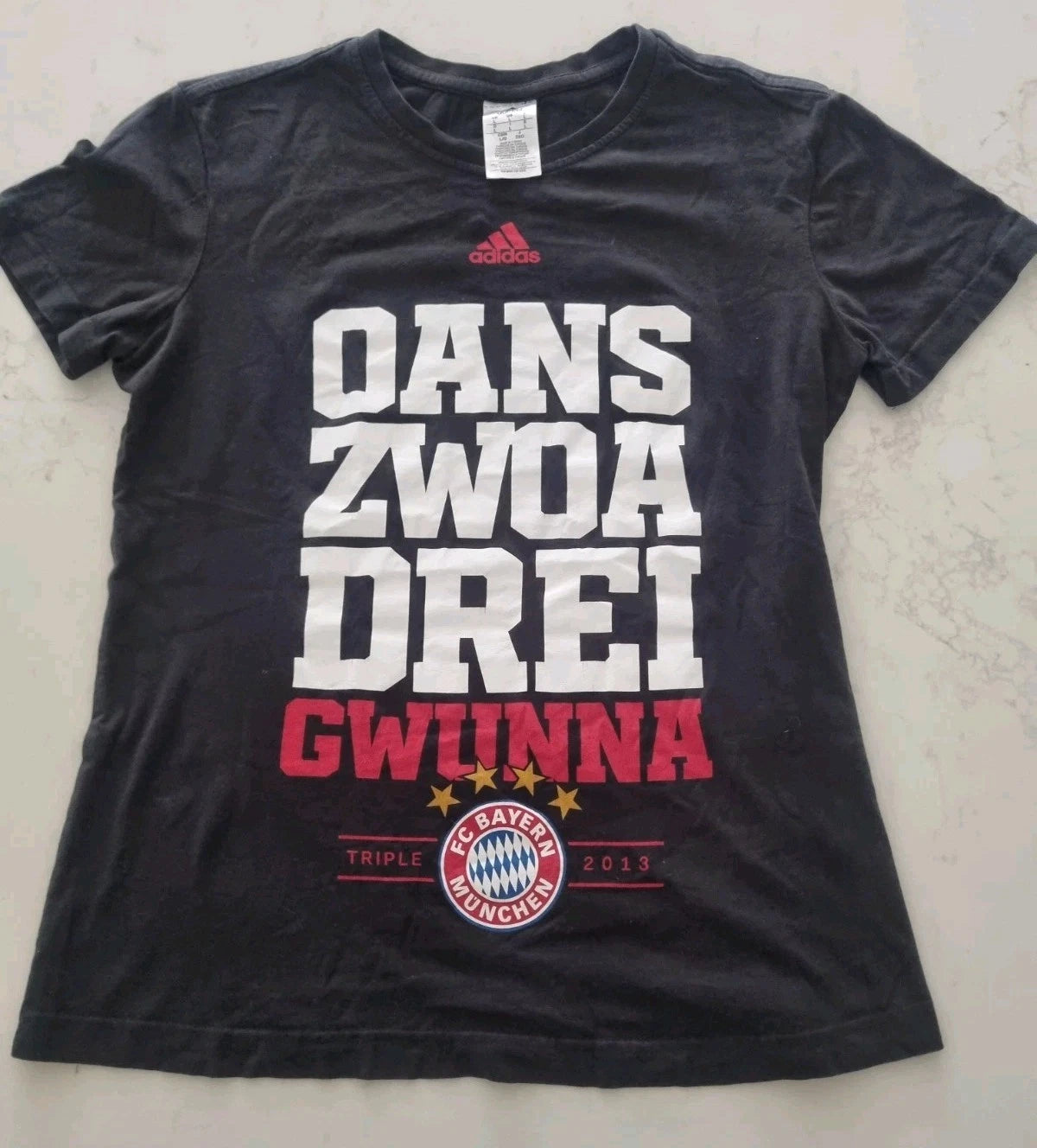 Adidas FC Bayern Munich T Shirt Mens Large Triple 2013 Black Soccer Like Medium