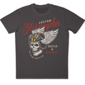 Skull Biker T-Shirt Motorcycle Wings Helmet Custom Build Ride Repair Graphic Tee