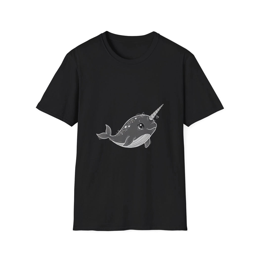 Narwhal Kawaii Cute Ocean Magic Black Tee Whimsical Graphic T-Shirt