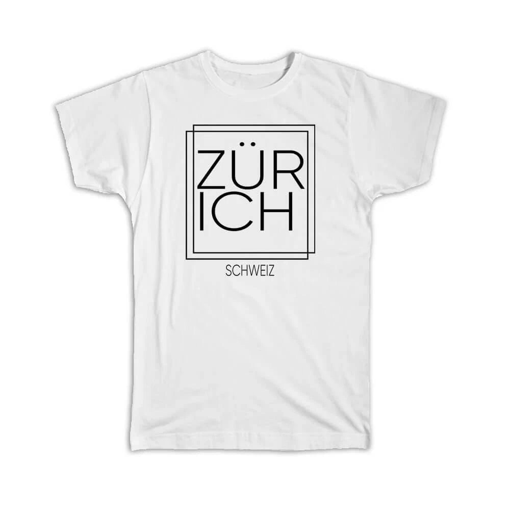 Gift T-Shirt : ZuRICH Switzerland Square Modern Minimalist Font