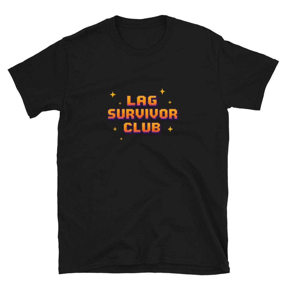 Lag Survivor Club Shirt Gaming Graphic Retro 8bit Pixel Art T-Shirt - Synthwave