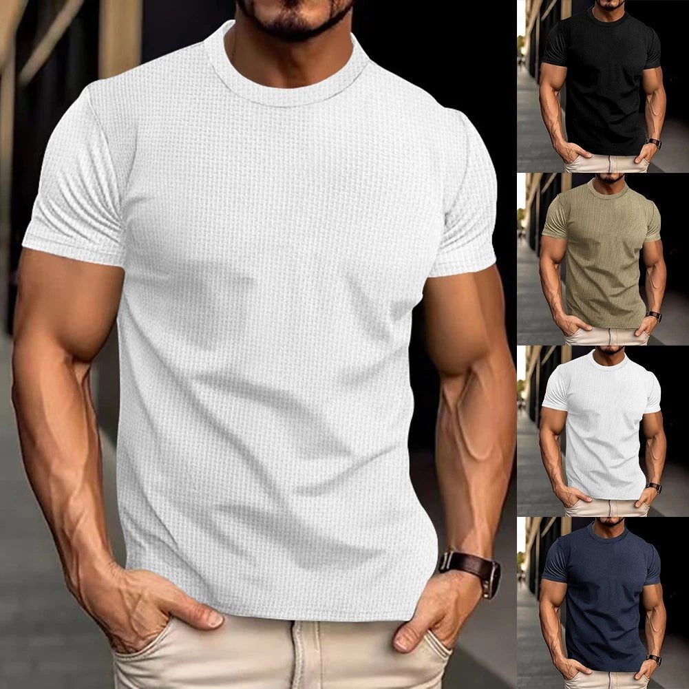 Men's Round Neck Slim Fit Short Sleeve Quick Dry T Shirt Athletic Wear