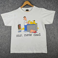 Vintage Mr New Dad T Shirt Mens Large White Jim Benton Cartoon 1992 Chnages 90s