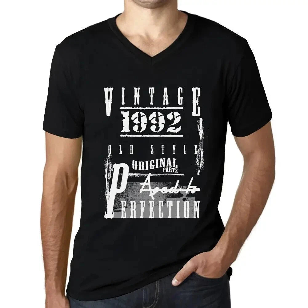 Men's Graphic T-Shirt V Neck Original Parts Aged to Perfection 1992 32nd