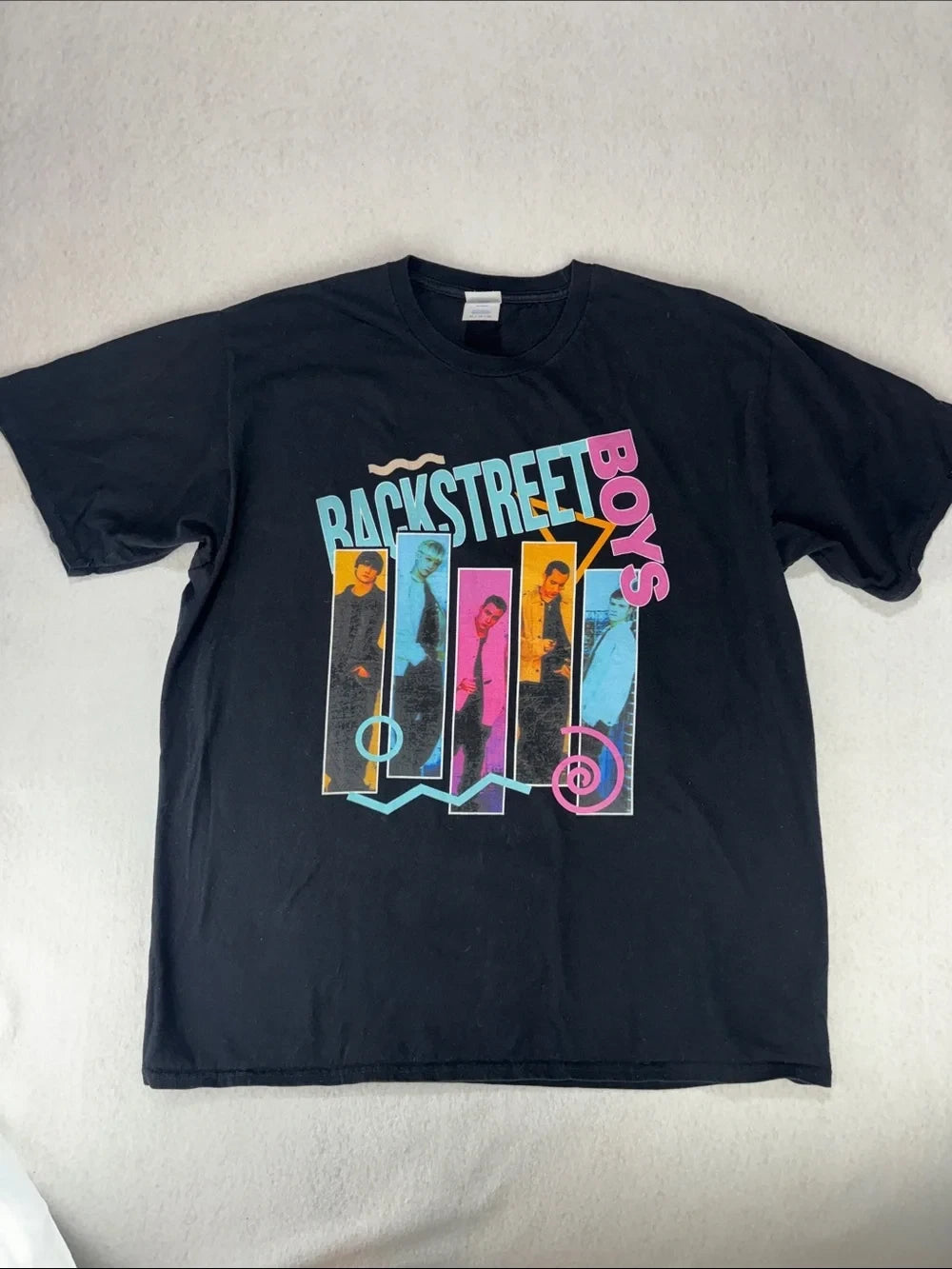 BACKSTREET BOYS Black Graphic Band T-shirt 90s Y2K Sz XL