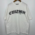 Cultish Goth T-Shirt Men's Size M White Logo Graphic Y2K Distressed Oversized