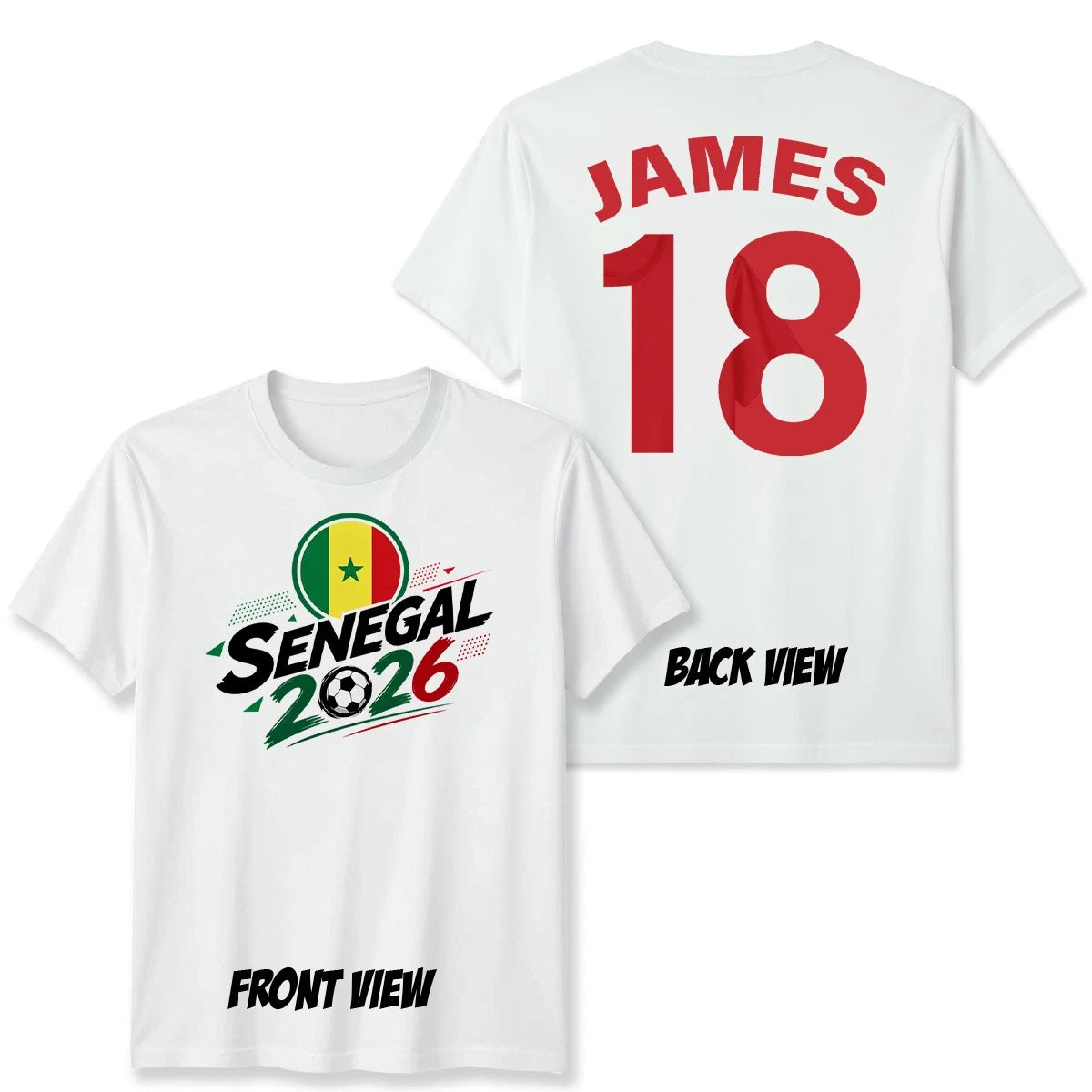 Senegal Personalized Unisex Football T Shirt Custom Name and Number Mens Womens