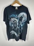 Wolf Moon Skull Headdress Shirt Mens Large Black Graphic Tee Gildan Cotton