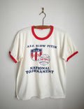 Vintage 70s Russell Athletic ASA Slow Pitch Tournament Ringer T-Shirt Size M EUC
