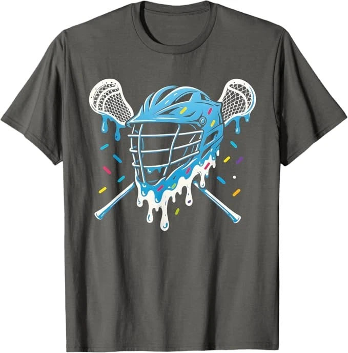 Lacrosse Ice Cream Drip Lax Boys Helmet Stick Youth Players T-Shirt