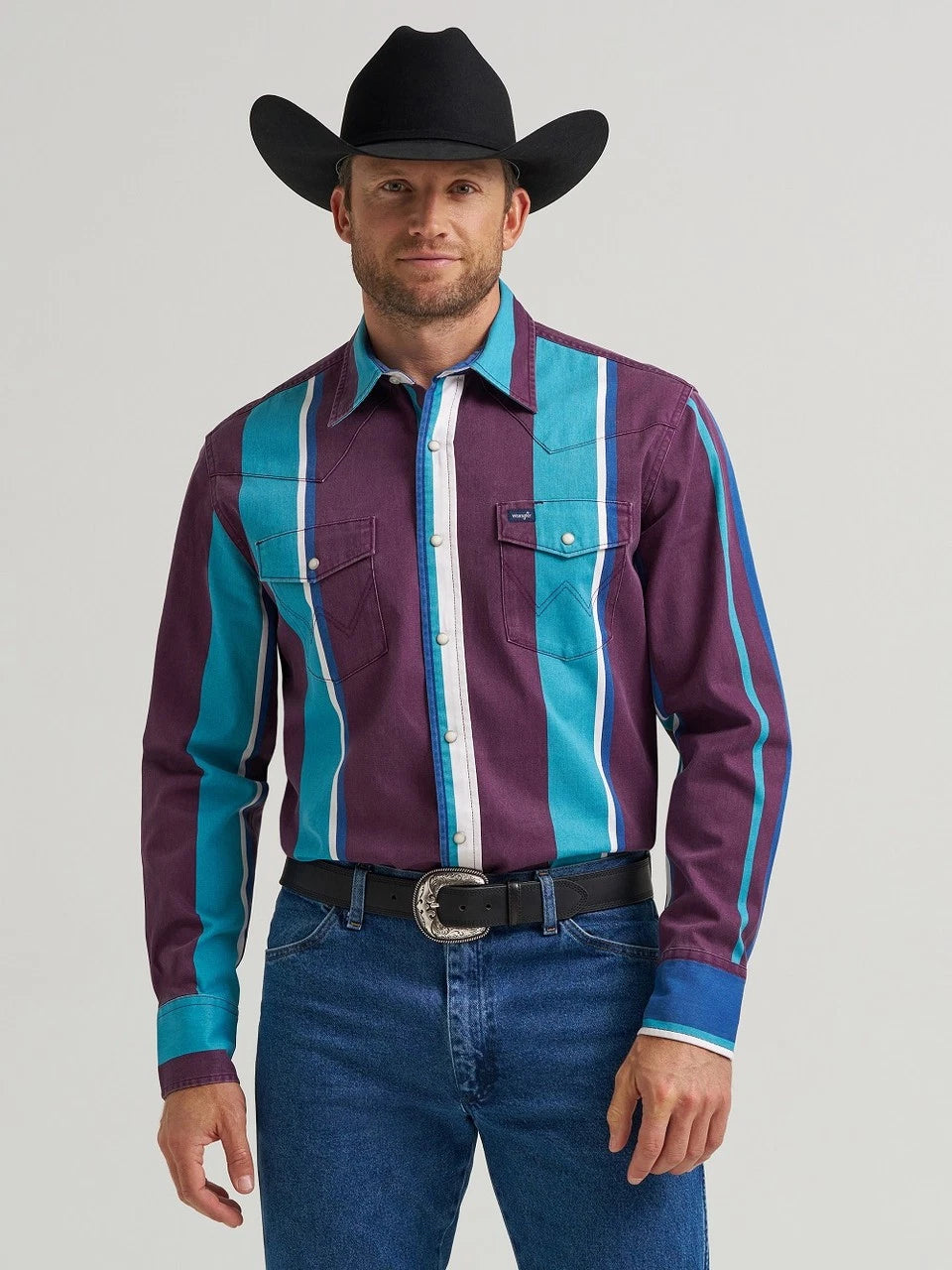Wrangler Brush Popper Vintage Purple - Mens Shirt - 112375225