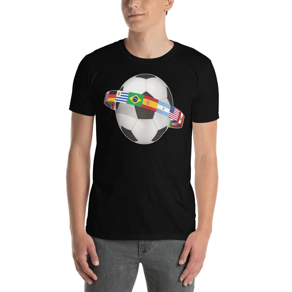 WORLD SOCCER BALL FLAGS AWESOME GRAPHIC Short-Sleeve Unisex T-Shirt